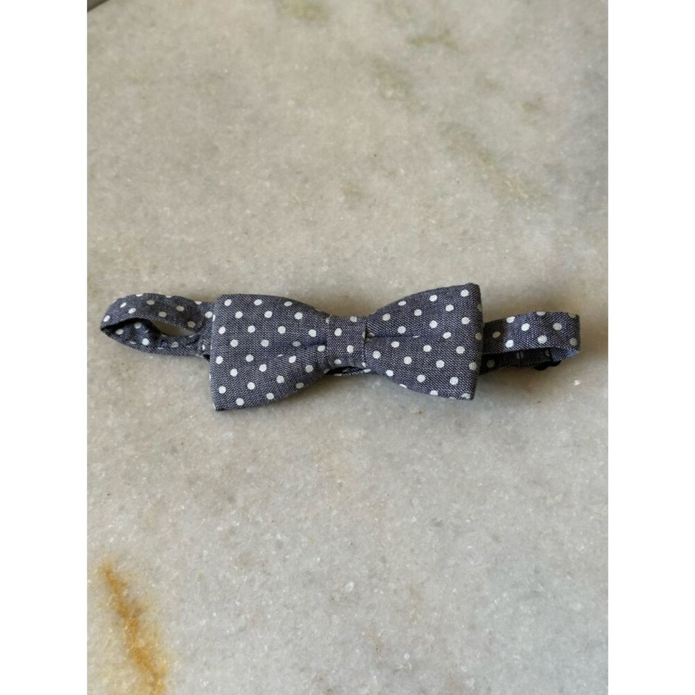 H&M Divided Men's Adjustable Blue Gray Cotton Polka Dot Bow Tie Derby Classic